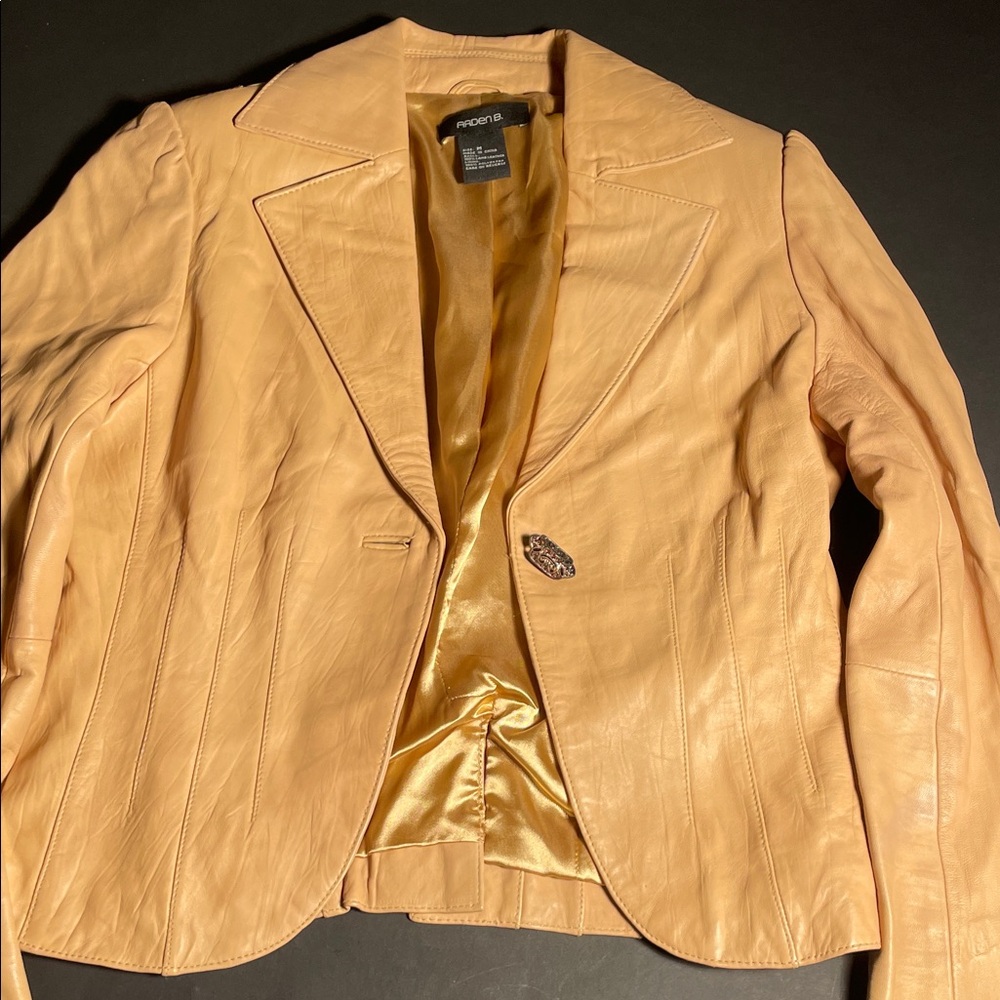 Arden B womens tan lamb leather blazer jacket size medium